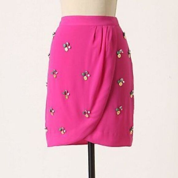 Anthropologie Fei Button Embellished Wrap Skirt NWT - Picture 1 of 8